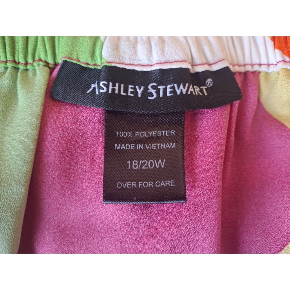 Ashley Stewart plus-size off-the-shoulder print blouse, Pink & Green,Size 18/20W - Picture 4 of 7